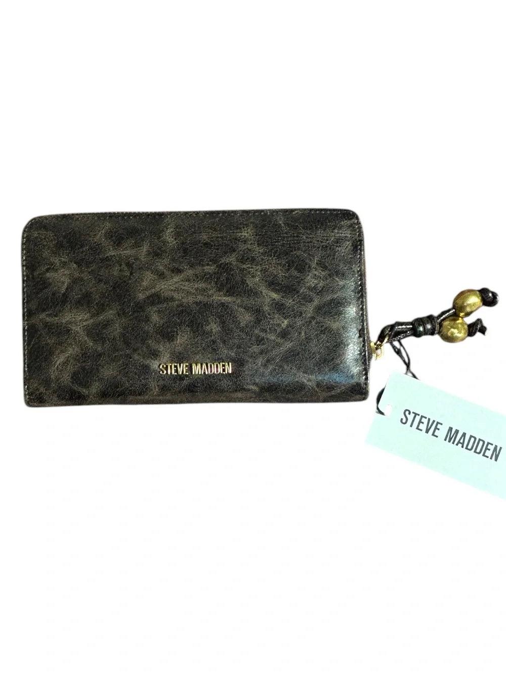 NWT Steve Madden Bzippy Patchwork Zip-Around Wallet Brown/Multi